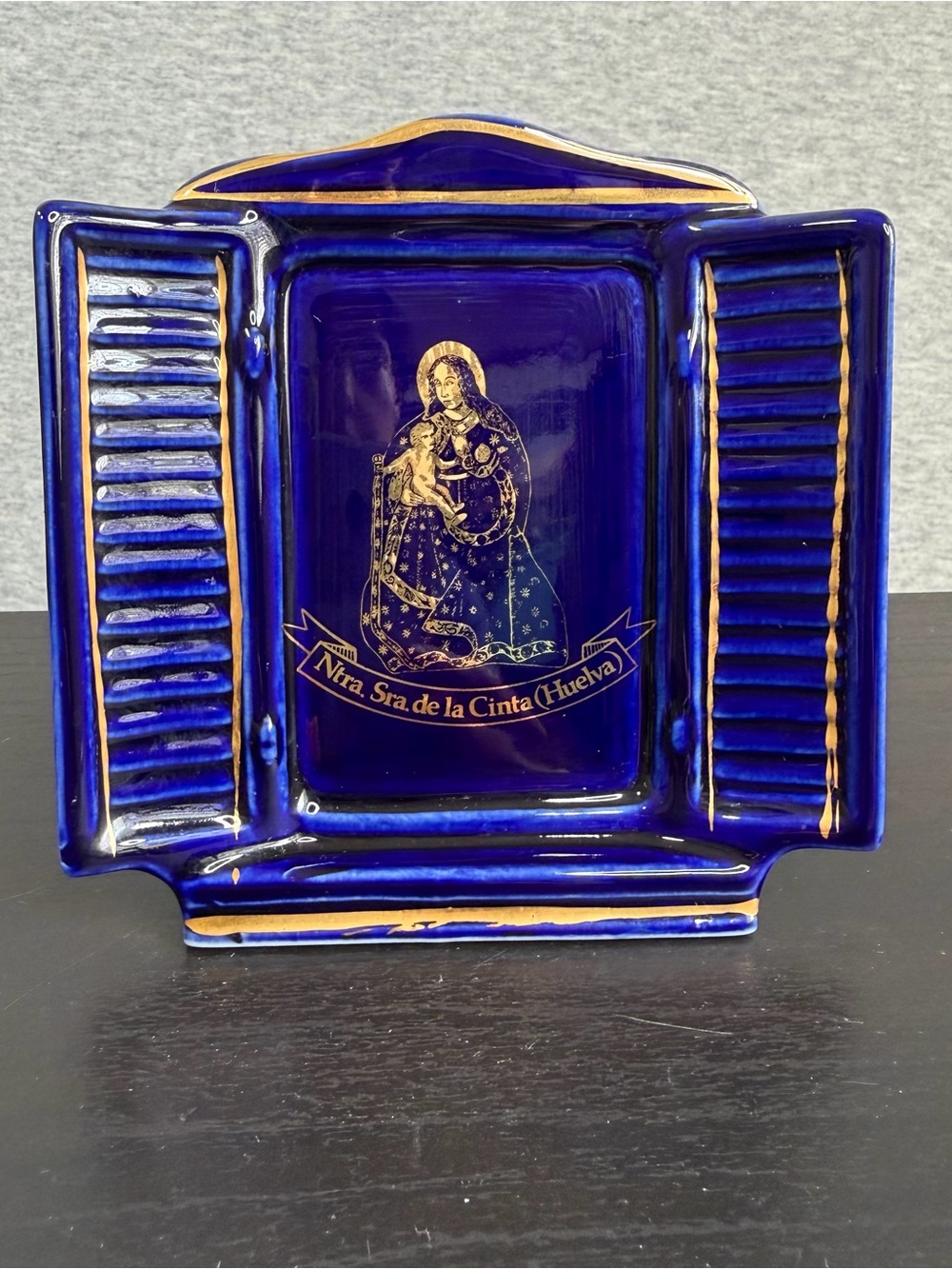Vtg Nuestra Señora de la Cinta Huelva La Virgen Chiquita Cobalt Blue Altarpiece